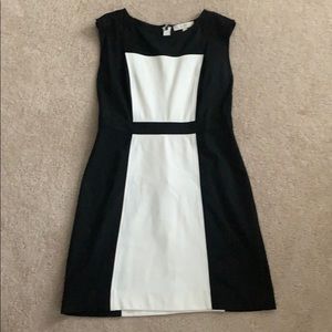 LOFT Black and White Midi Dress